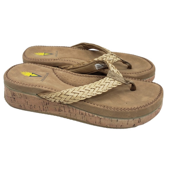 Volatile Gillian Cork Wedge Woven Flip Flop Sandal